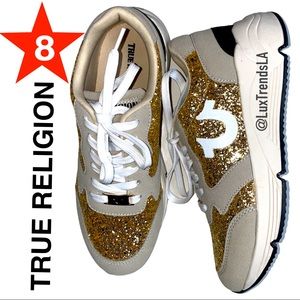 TRUE RELIGION GOLD GLITTER SNEAKERS NWT